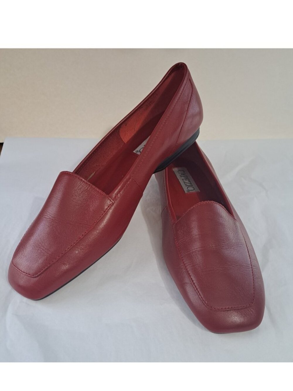 Capezio Women's 10 Red Leather "Jenny" Slip On Square Toe Flats